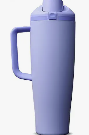 Periwinkle insulated stainless steel tumbler with handle and lid
