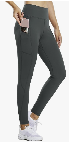 Fleece-lined high-waisted leggings with side phone pocket